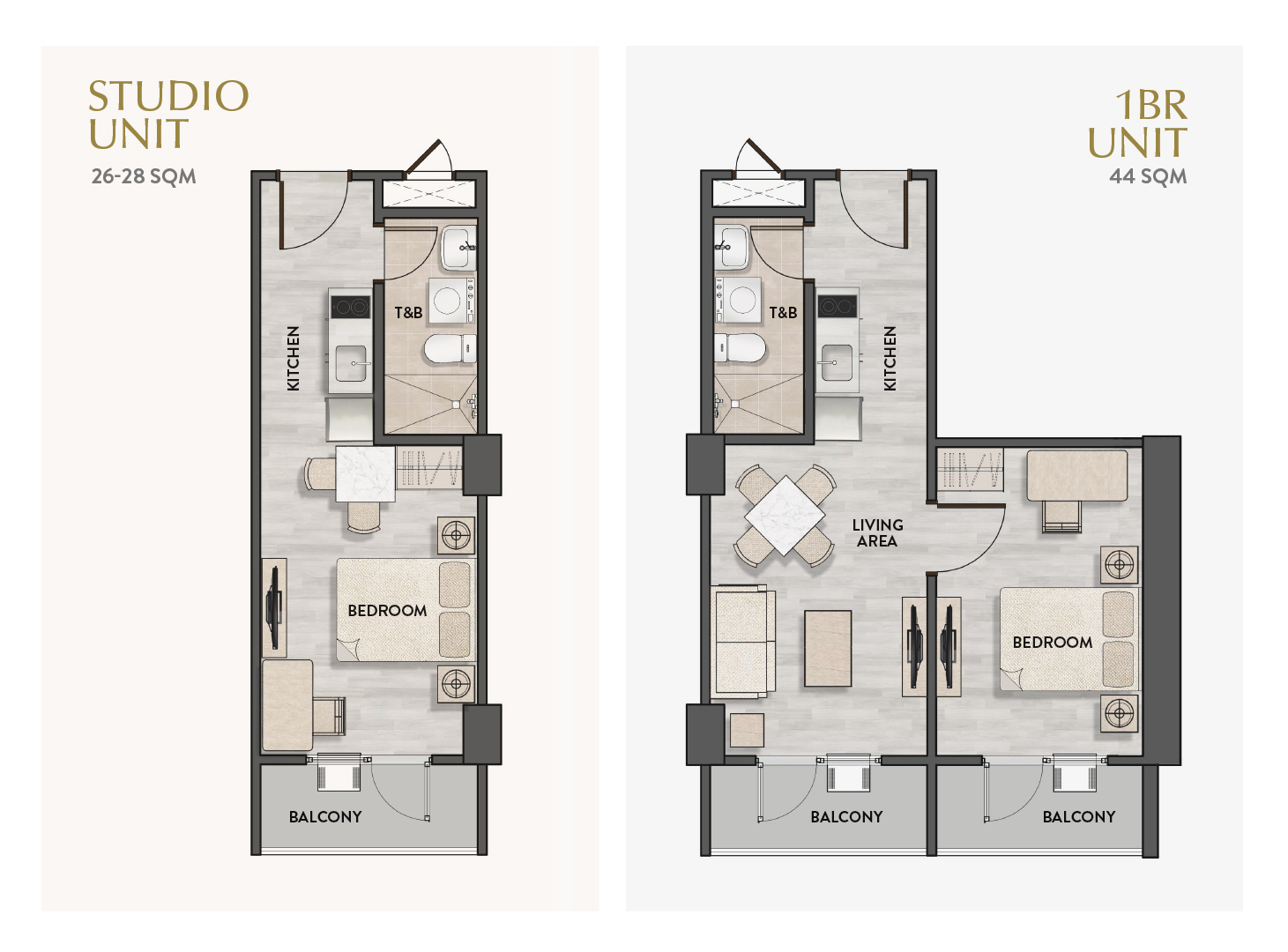 Typical unit plans at Mykonos Tower